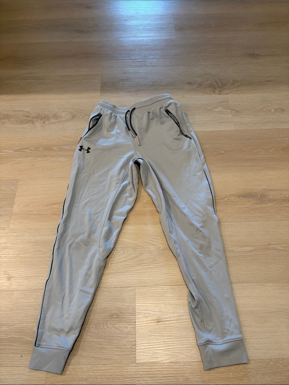 Under Armour Light Gray Men's Performance Joggers with Black Trim